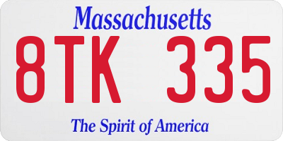 MA license plate 8TK335