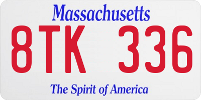 MA license plate 8TK336