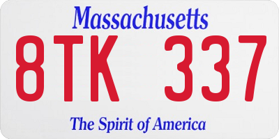 MA license plate 8TK337