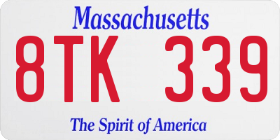MA license plate 8TK339