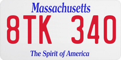 MA license plate 8TK340