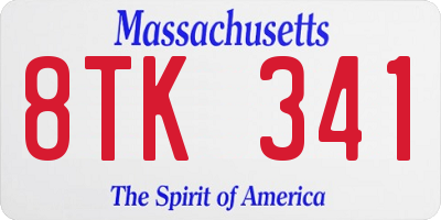 MA license plate 8TK341