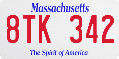 MA license plate 8TK342