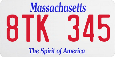 MA license plate 8TK345