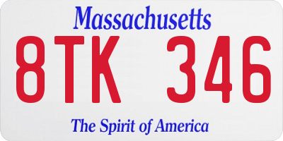 MA license plate 8TK346