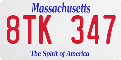 MA license plate 8TK347