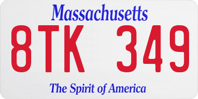 MA license plate 8TK349