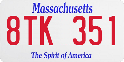 MA license plate 8TK351