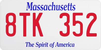 MA license plate 8TK352