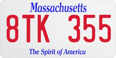 MA license plate 8TK355