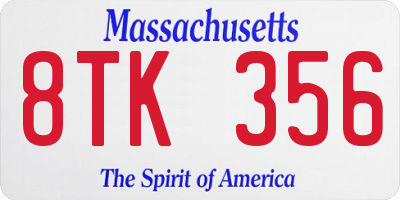 MA license plate 8TK356