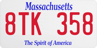 MA license plate 8TK358
