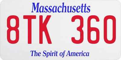 MA license plate 8TK360