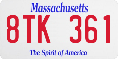 MA license plate 8TK361