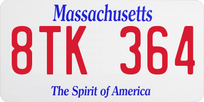 MA license plate 8TK364