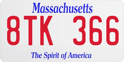 MA license plate 8TK366