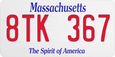 MA license plate 8TK367
