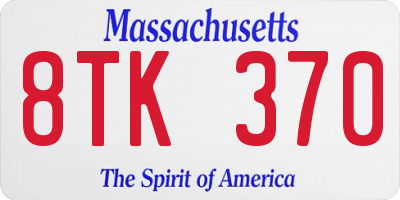 MA license plate 8TK370