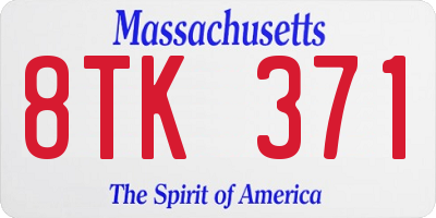 MA license plate 8TK371