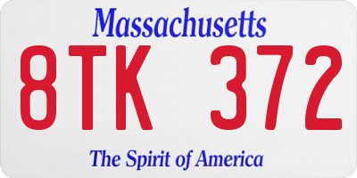 MA license plate 8TK372