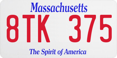 MA license plate 8TK375
