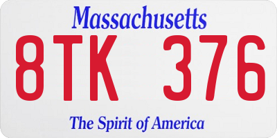 MA license plate 8TK376