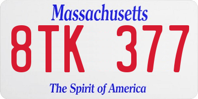 MA license plate 8TK377