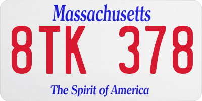 MA license plate 8TK378