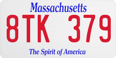 MA license plate 8TK379
