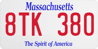MA license plate 8TK380