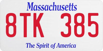 MA license plate 8TK385