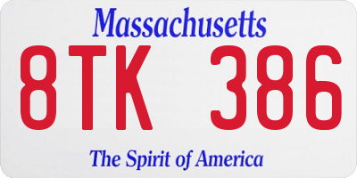 MA license plate 8TK386