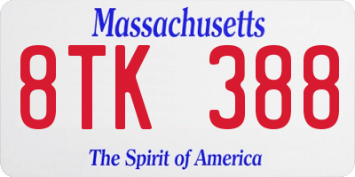 MA license plate 8TK388