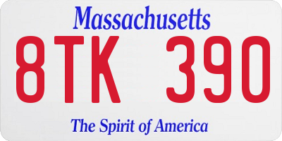 MA license plate 8TK390