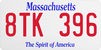 MA license plate 8TK396