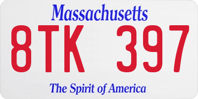 MA license plate 8TK397