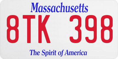 MA license plate 8TK398