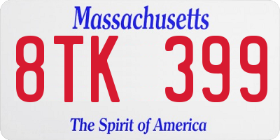 MA license plate 8TK399