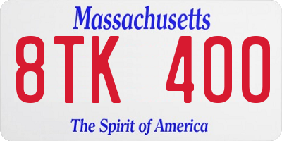 MA license plate 8TK400