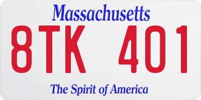 MA license plate 8TK401