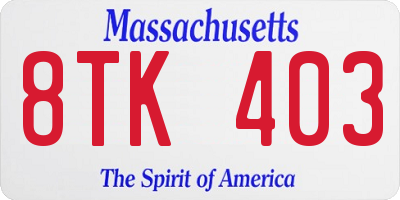 MA license plate 8TK403