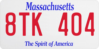 MA license plate 8TK404