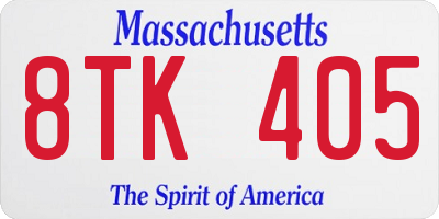 MA license plate 8TK405