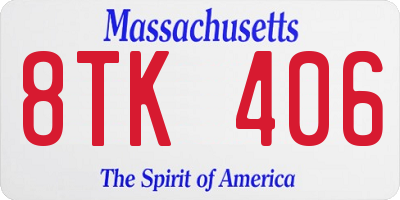 MA license plate 8TK406