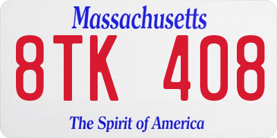MA license plate 8TK408
