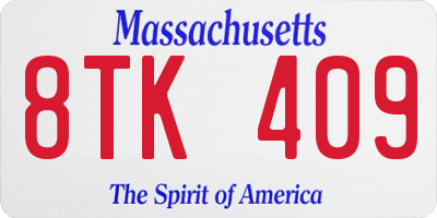 MA license plate 8TK409