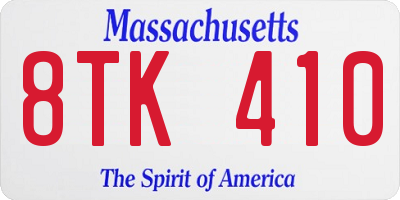 MA license plate 8TK410