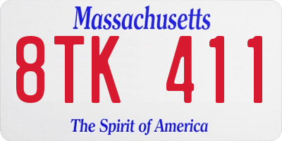 MA license plate 8TK411