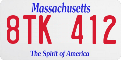 MA license plate 8TK412