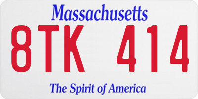 MA license plate 8TK414